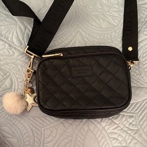NEW Pom Pom London Black Quilted Crossbody Bag